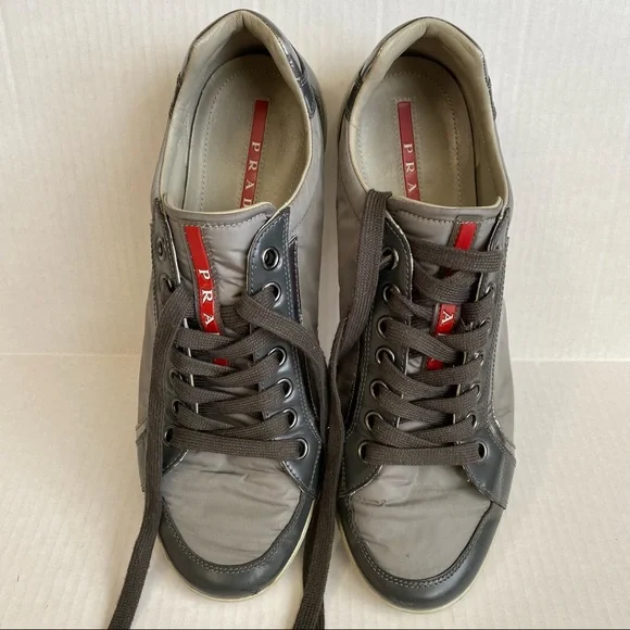 Prada Metallic Silver Gray Sneakers - Picture 3 of 12